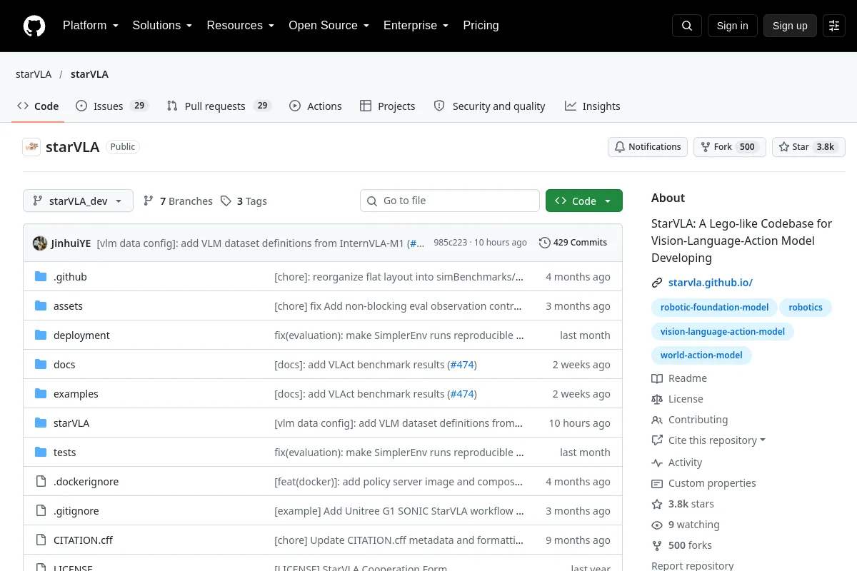 starVLA · starVLA website or repository screenshot