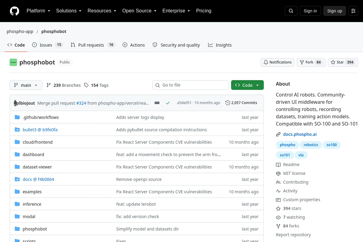 phosphobot · phospho-app website or repository screenshot
