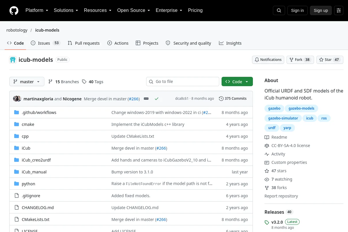 icub models · robotology website or repository screenshot
