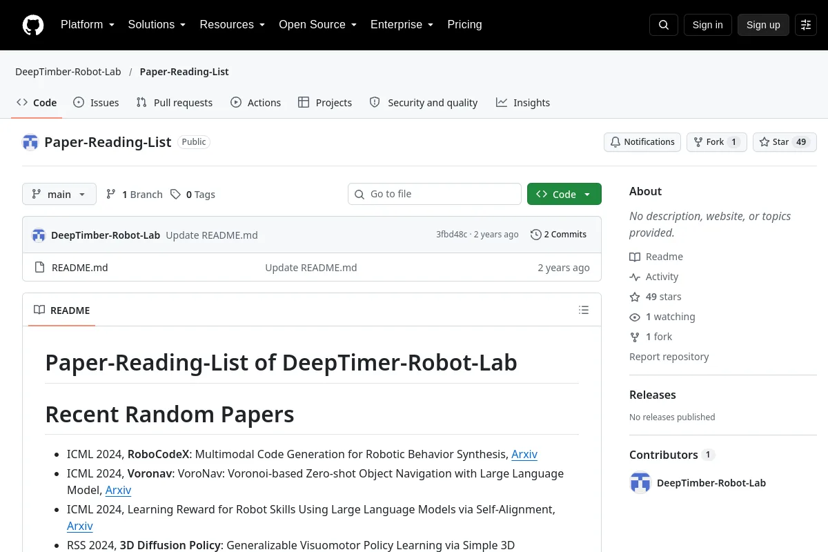 Paper-Reading-List · DeepTimber-Robot-Lab website or repository screenshot