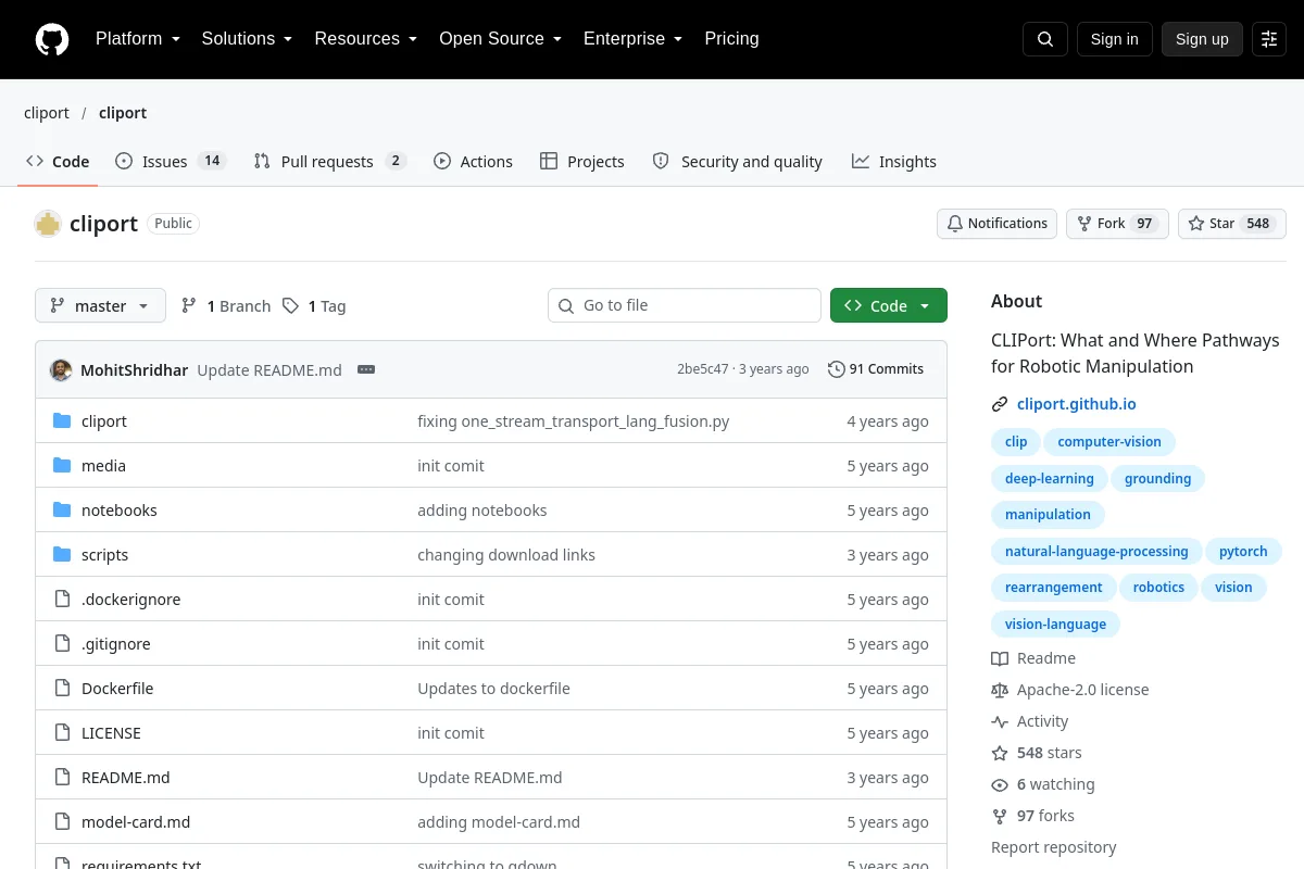 CLIPort website or repository screenshot