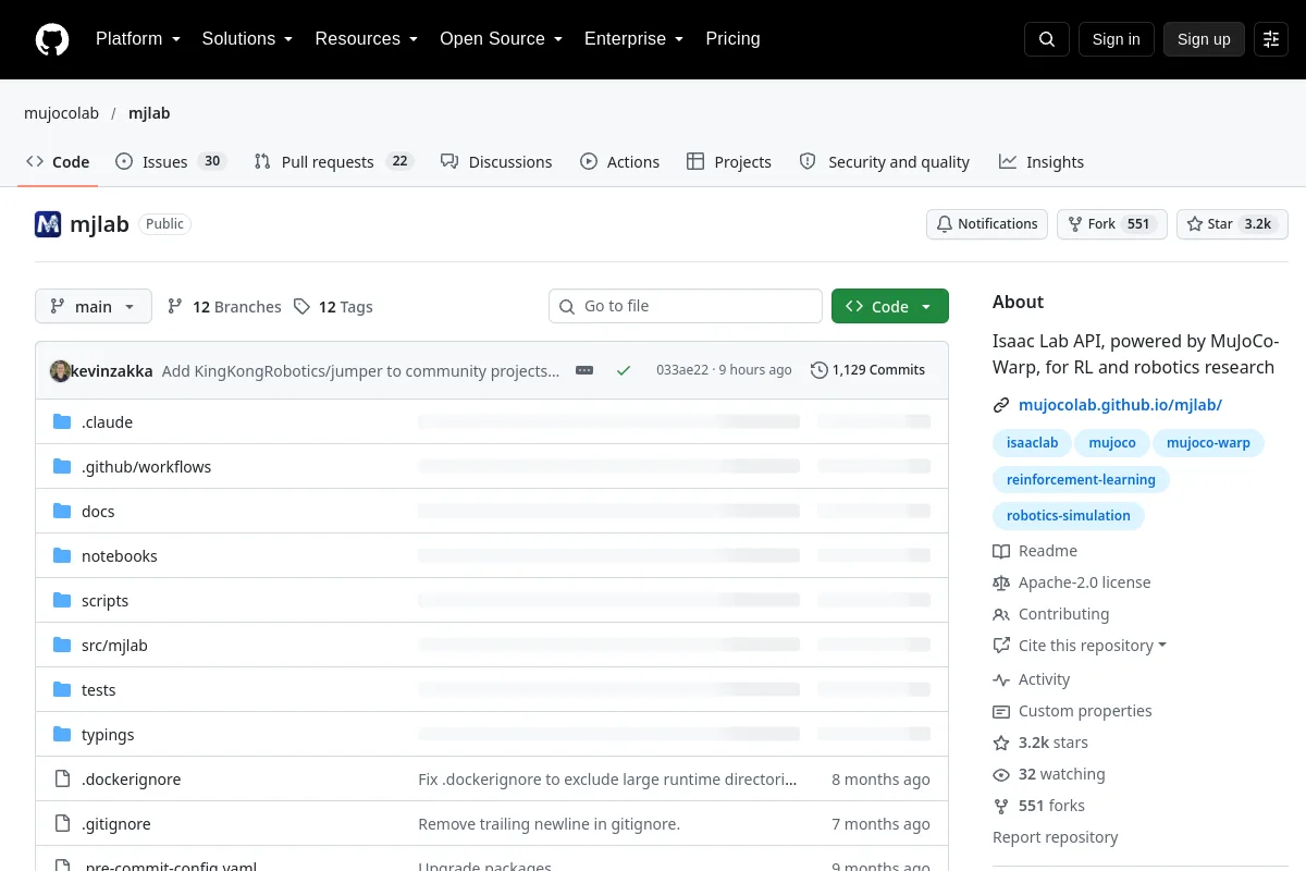 mjlab · mujocolab website or repository screenshot