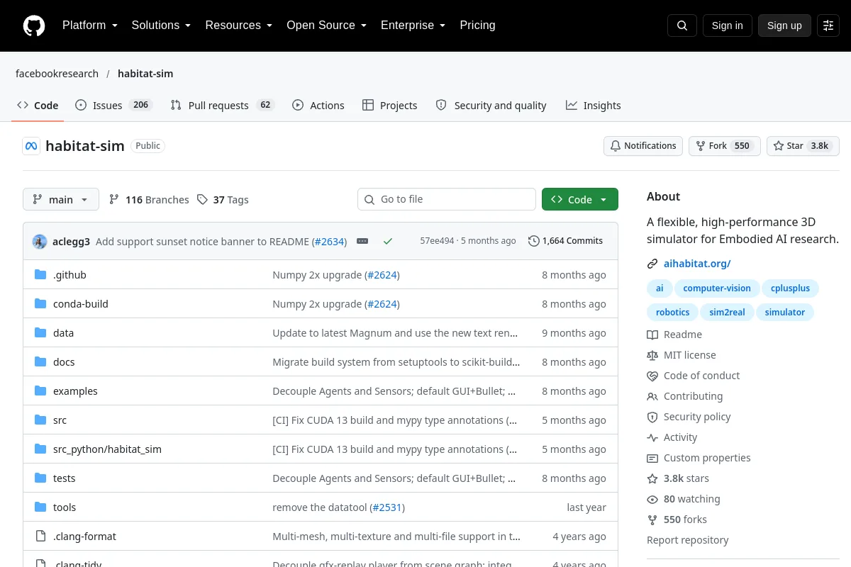 Habitat-Sim website or repository screenshot