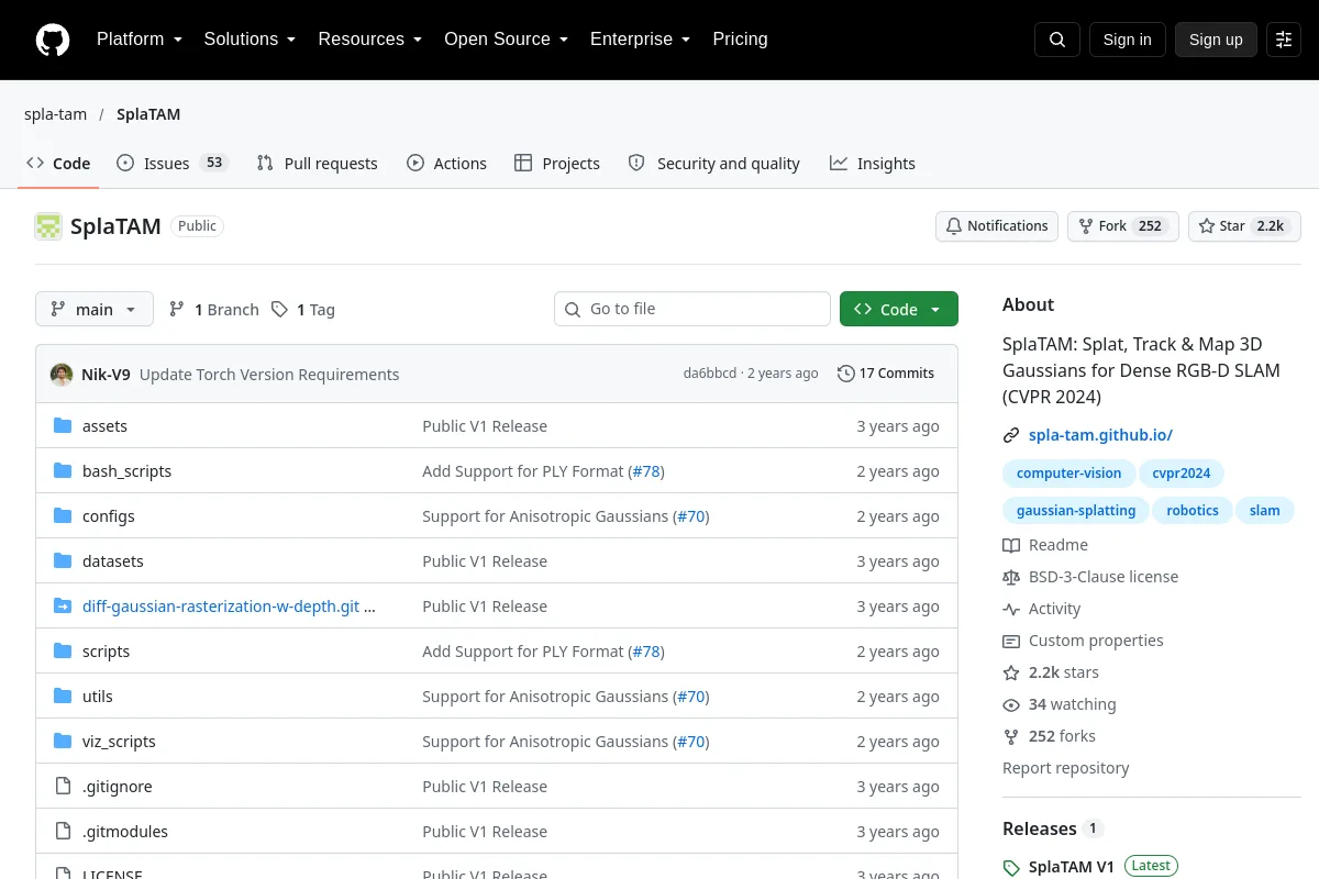 SplaTAM · spla-tam resource page screenshot