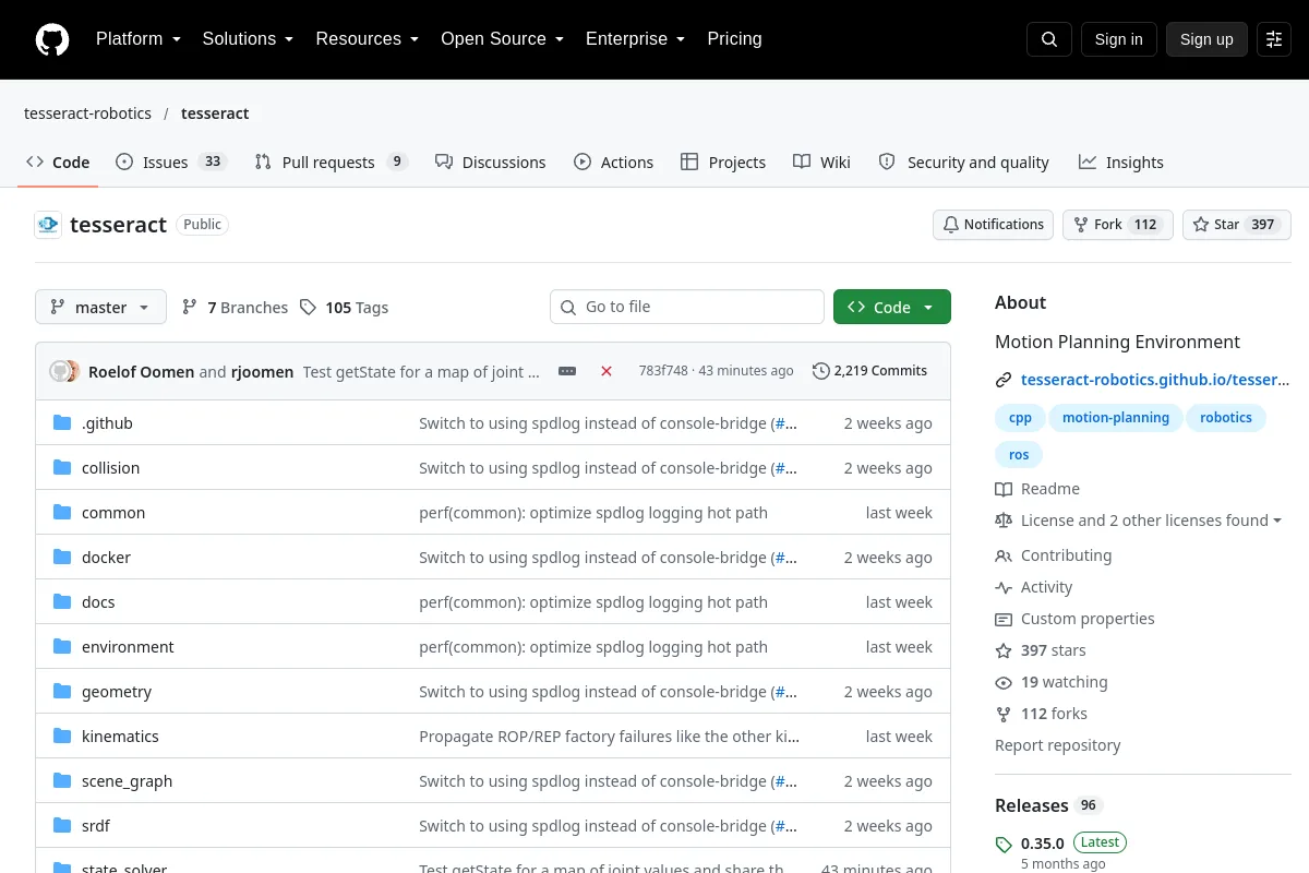 Tesseract Robotics website or repository screenshot