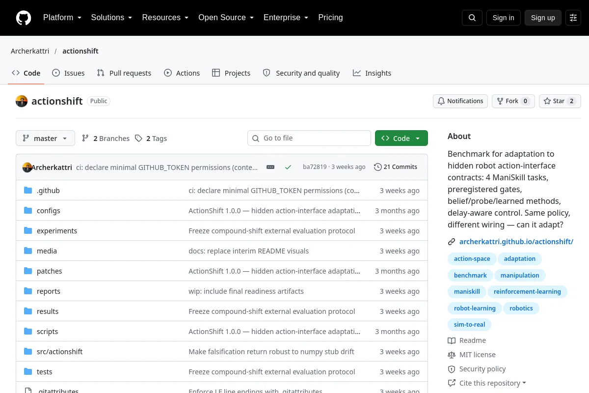 actionshift · Archerkattri website or repository screenshot