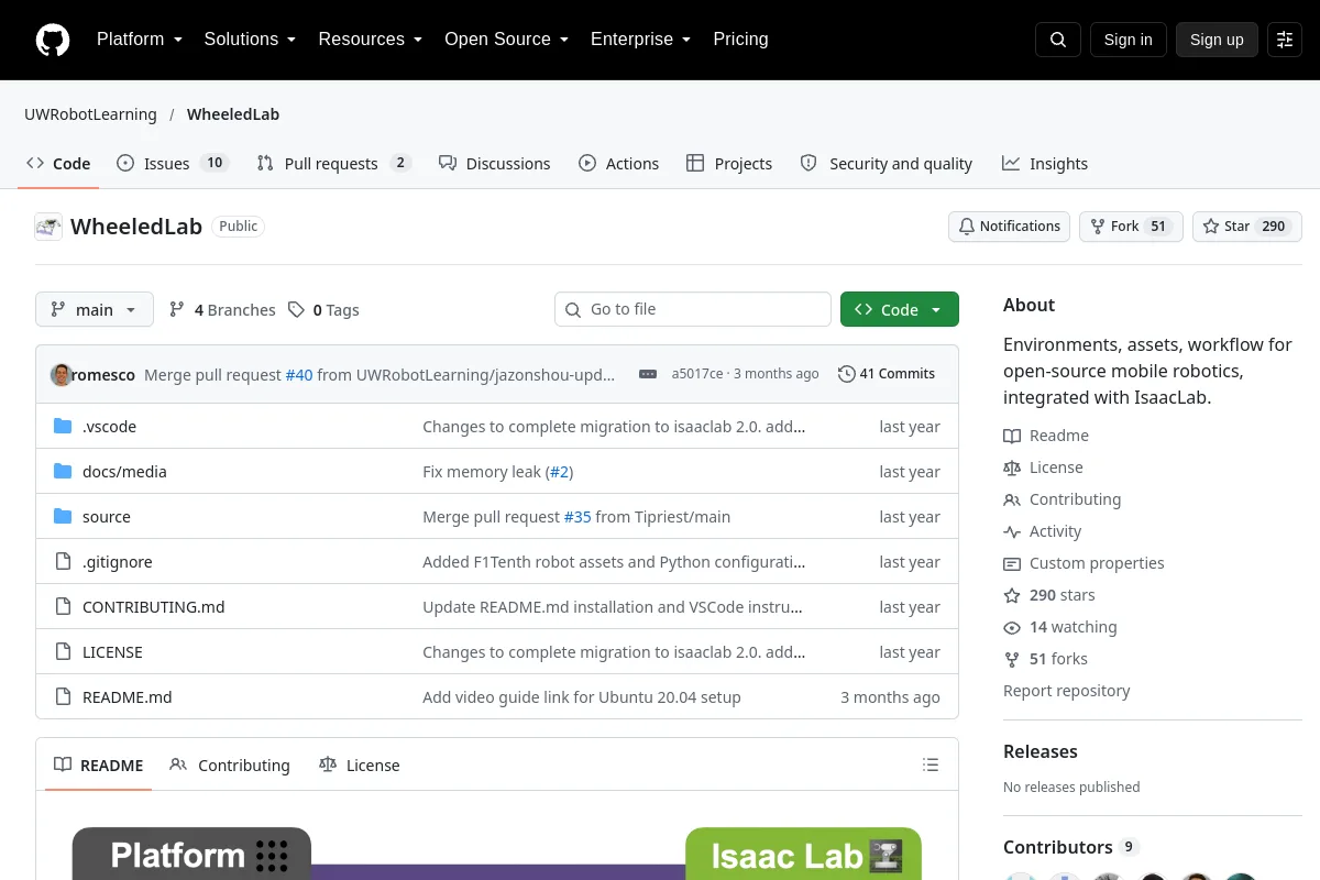 WheeledLab · UWRobotLearning resource page screenshot