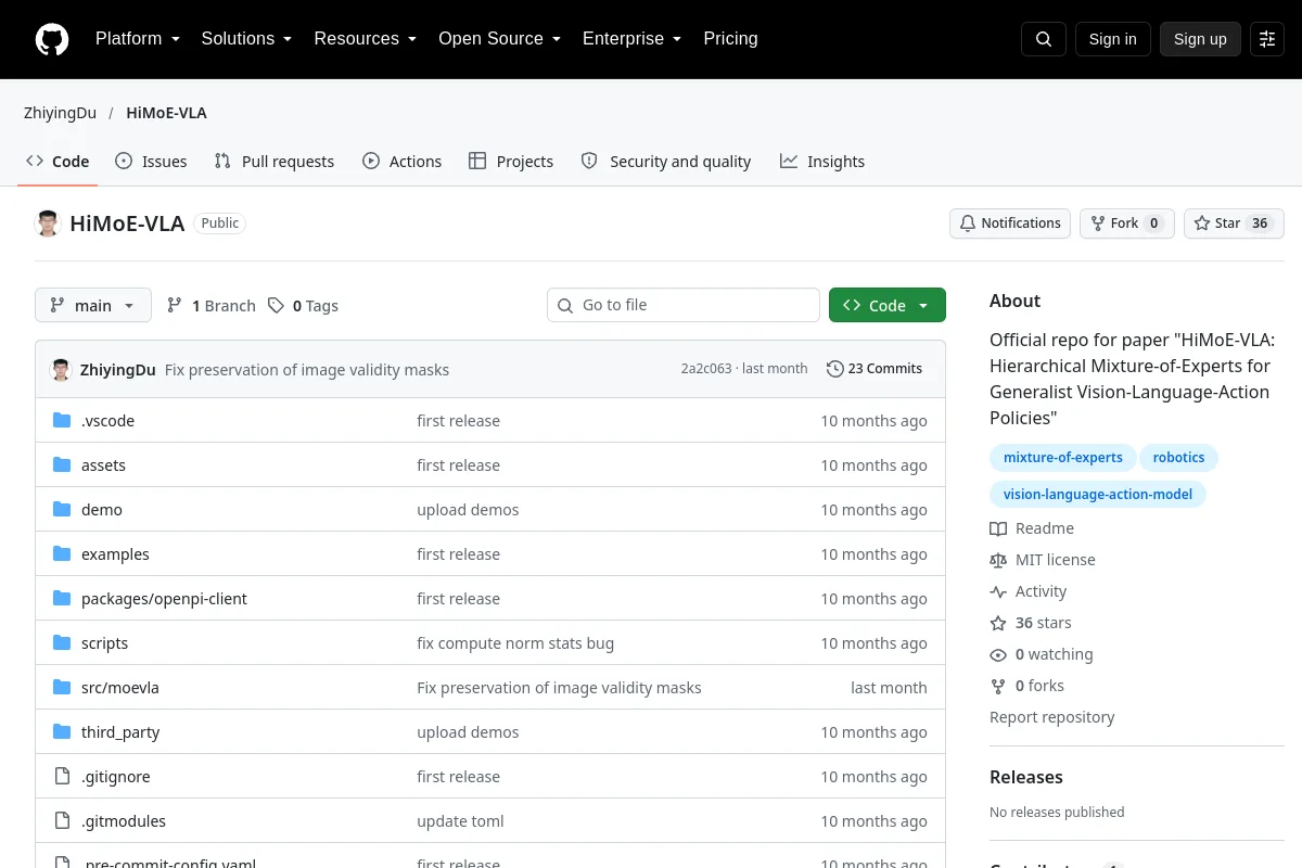 HiMoE VLA · ZhiyingDu website or repository screenshot