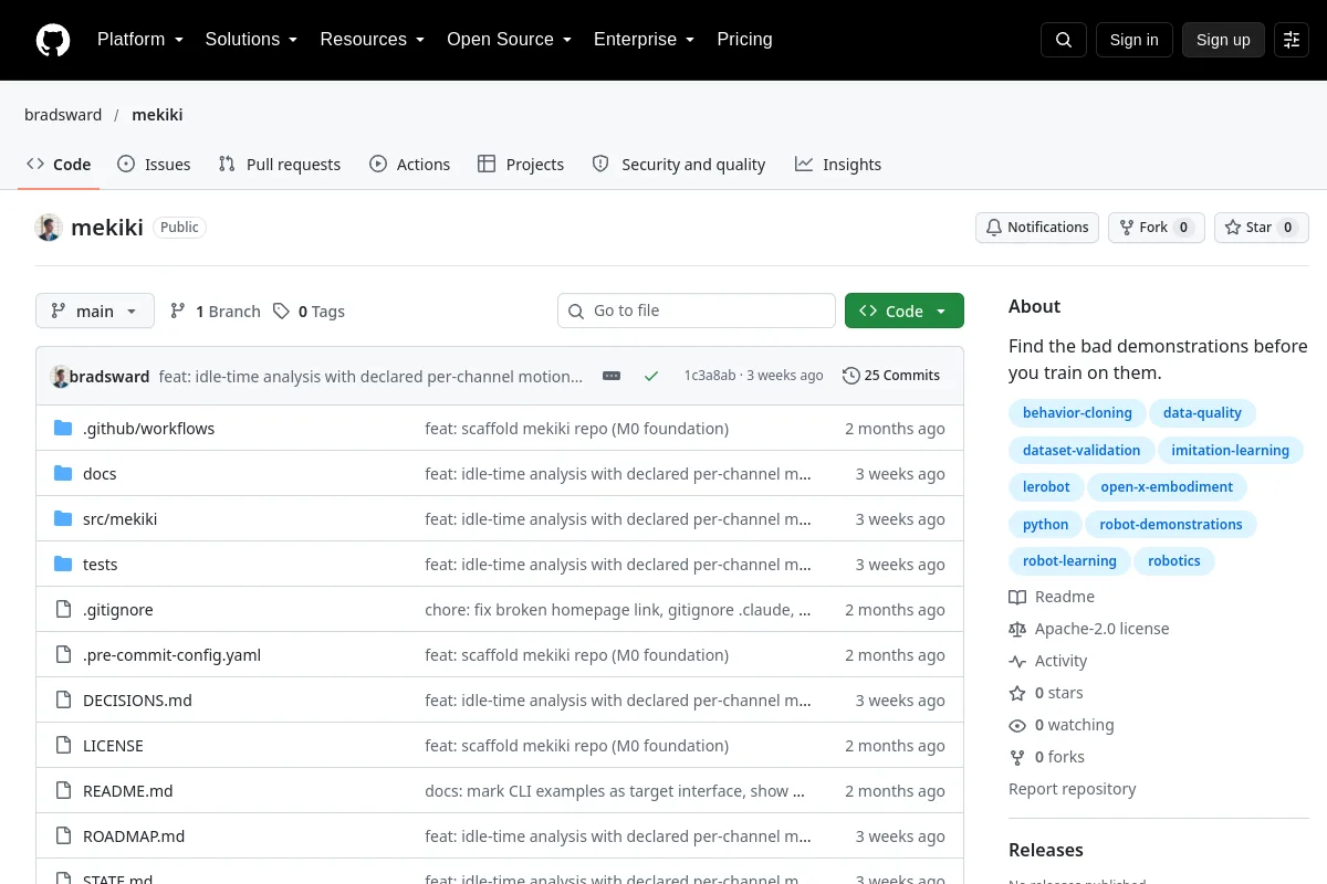 mekiki · bradsward website or repository screenshot