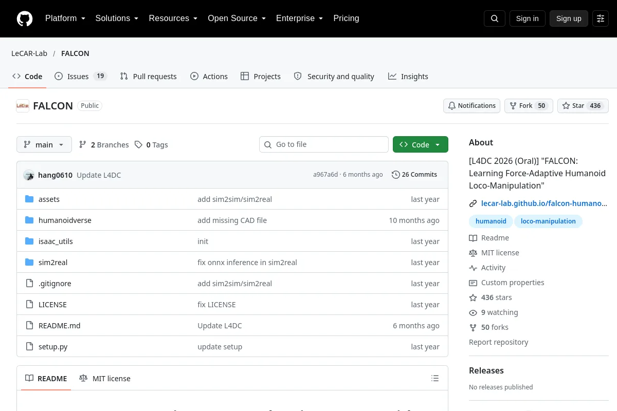 FALCON · LeCAR-Lab website or repository screenshot