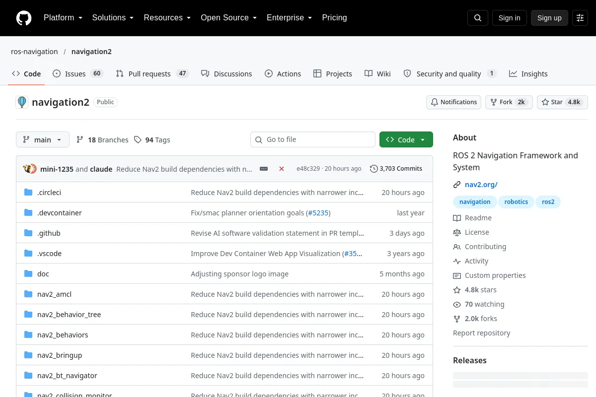 navigation2 · ros-navigation website or repository screenshot