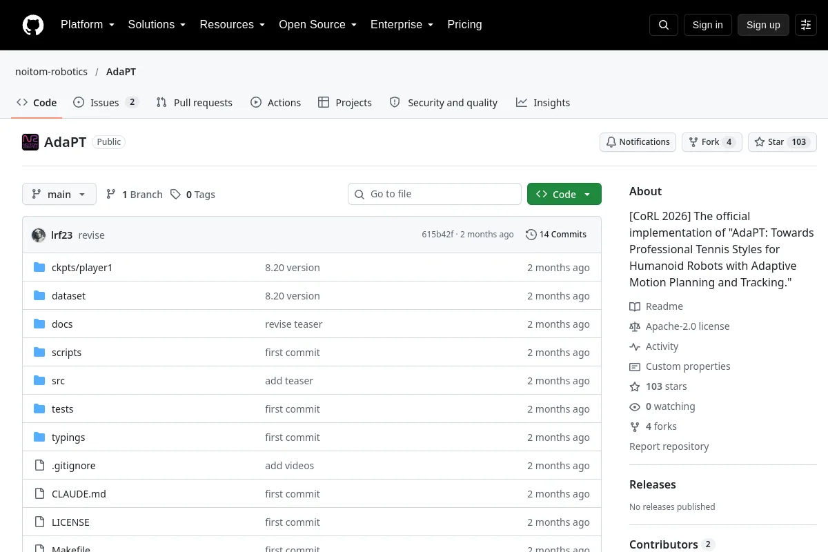 AdaPT · noitom-robotics website or repository screenshot