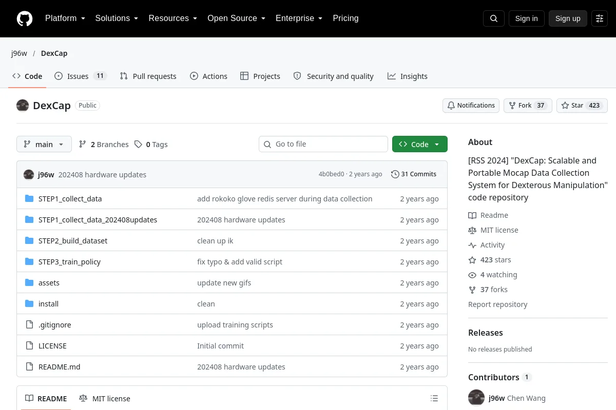 DexCap · j96w website or repository screenshot