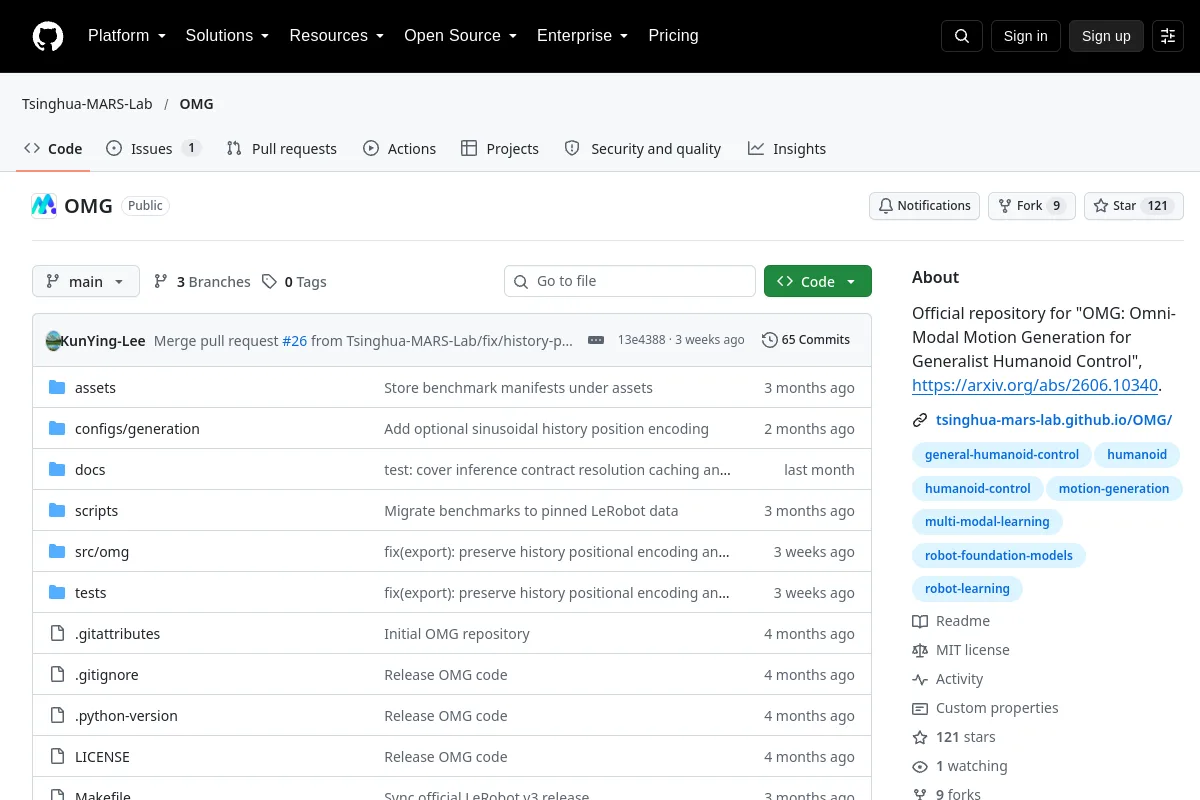 OMG · Tsinghua-MARS-Lab website or repository screenshot