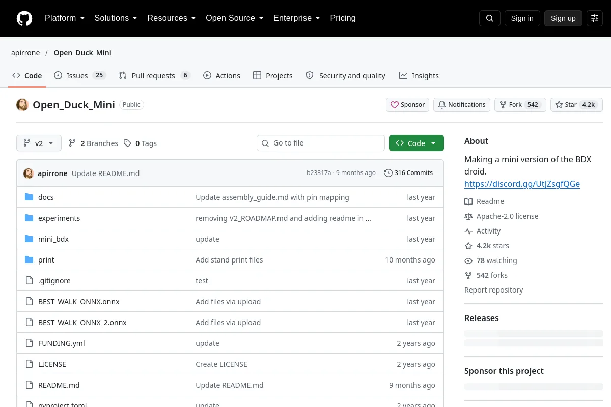 Open Duck Mini website or repository screenshot
