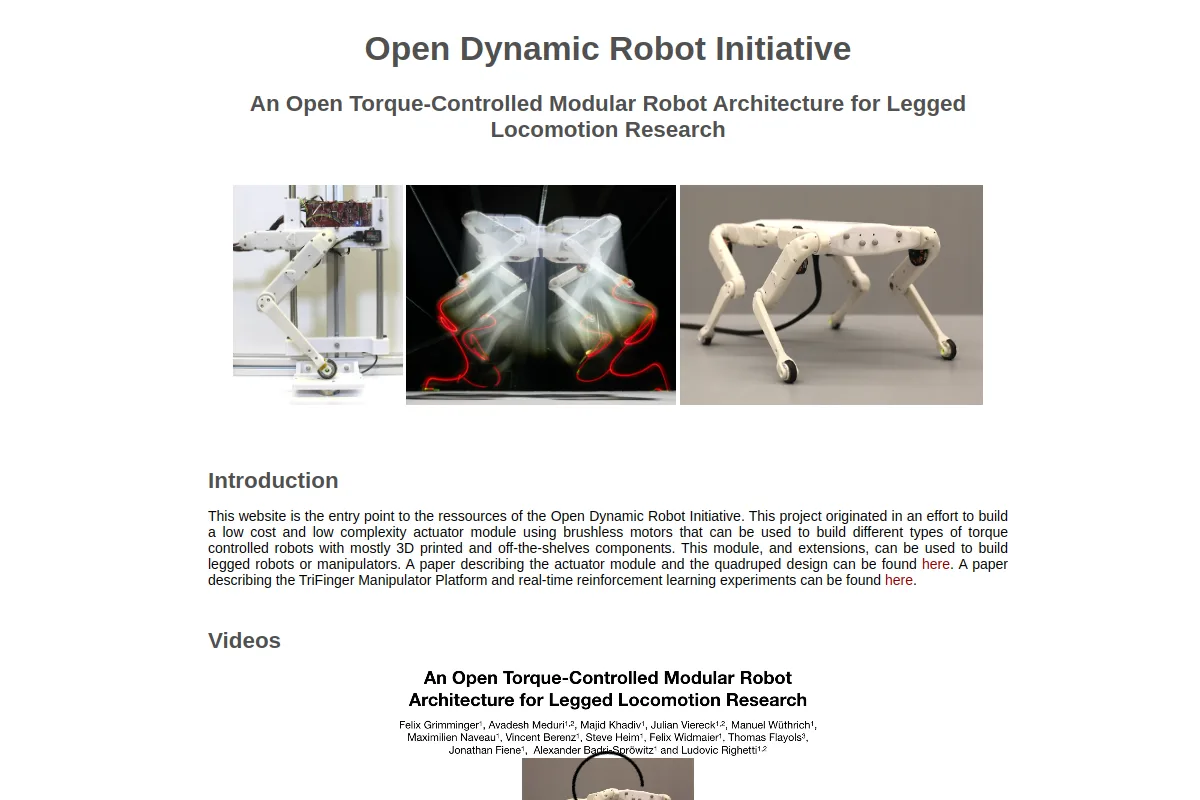 Open Dynamic Robot Initiative website or repository screenshot