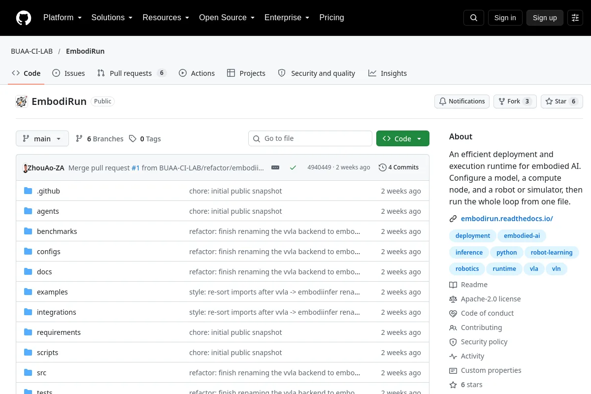 EmbodiRun · BUAA-CI-LAB website or repository screenshot
