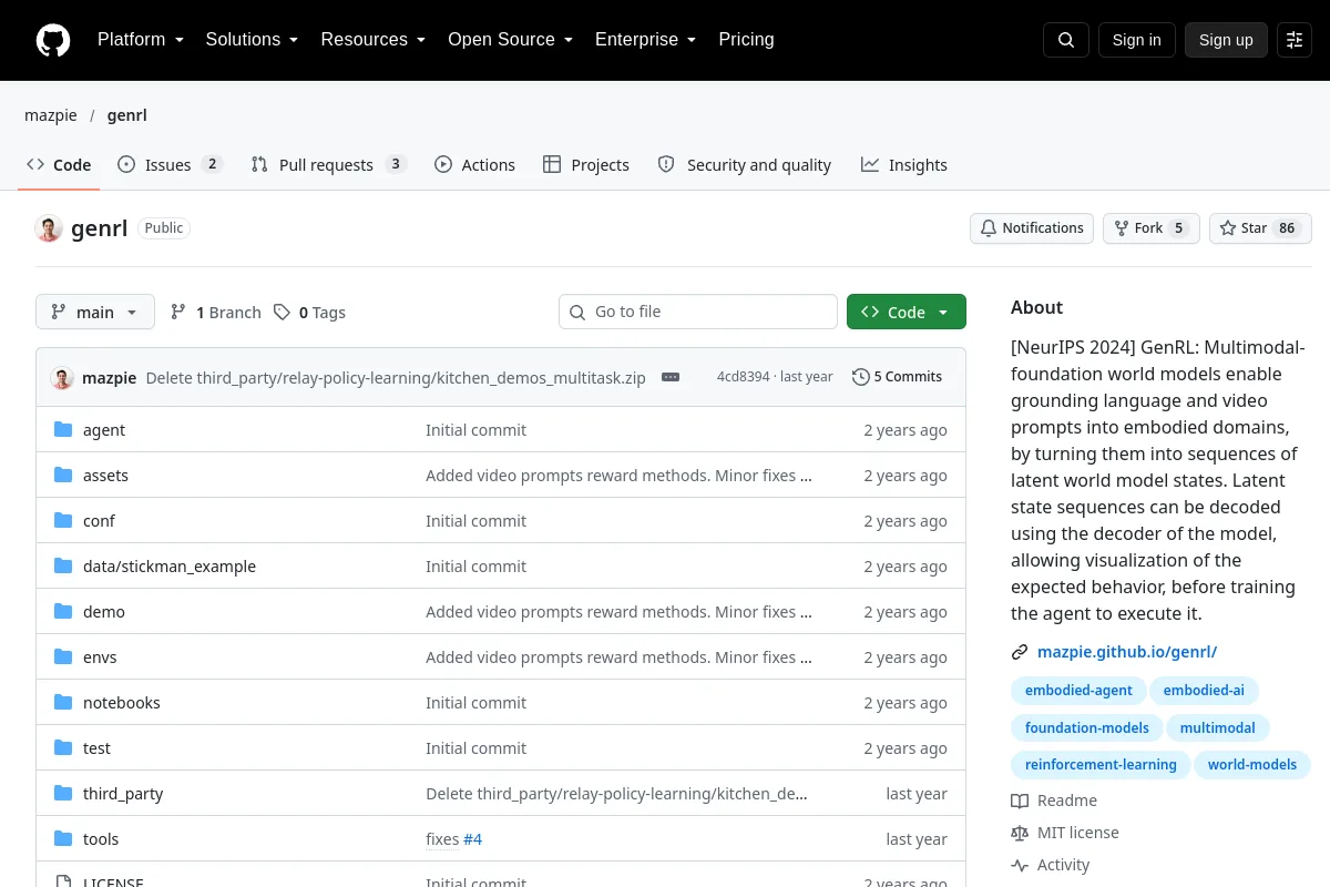 genrl · mazpie website or repository screenshot