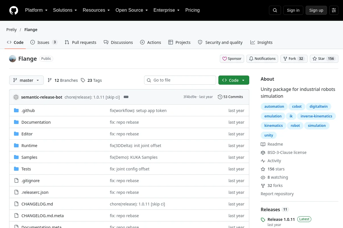 Flange · Preliy website or repository screenshot