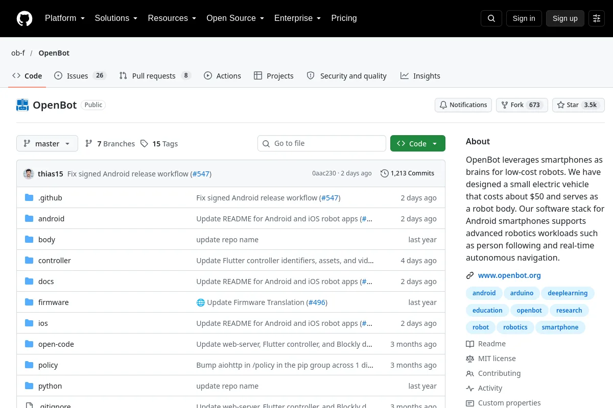 OpenBot · ob-f website or repository screenshot