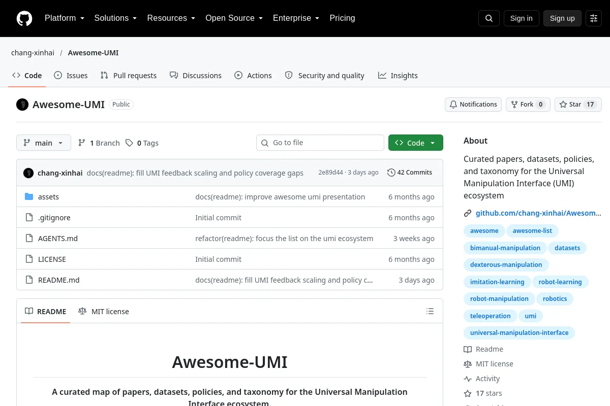 Awesome UMI · chang-xinhai website or repository screenshot