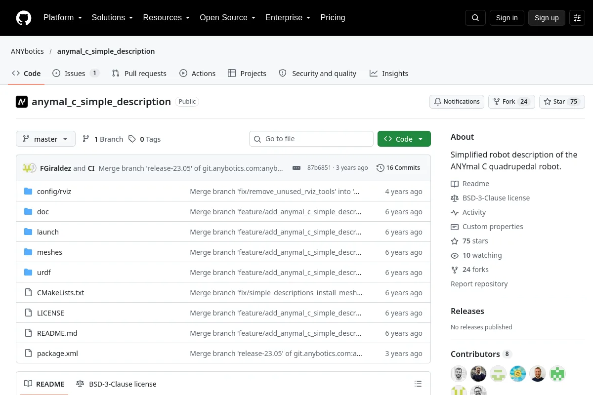anymal c simple description · ANYbotics website or repository screenshot