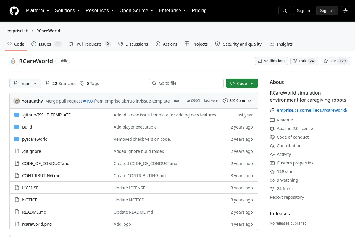 RCareWorld · empriselab resource page screenshot