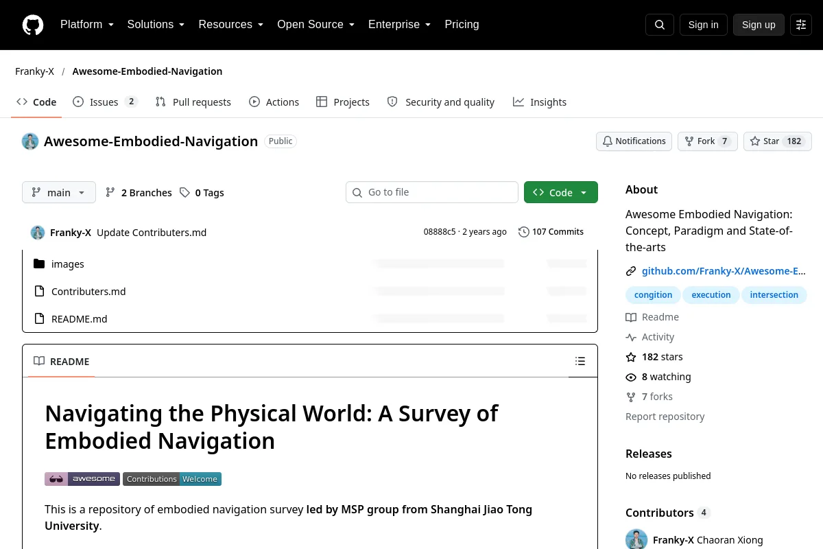 Awesome-Embodied-Navigation · Franky-X website or repository screenshot