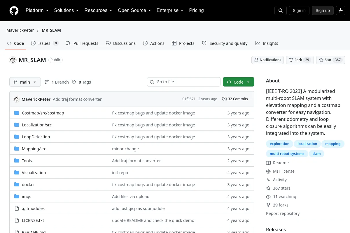 MR_SLAM · MaverickPeter resource page screenshot