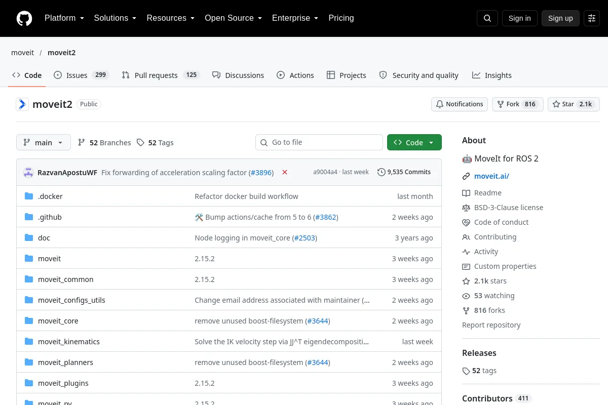 moveit2 · moveit website or repository screenshot