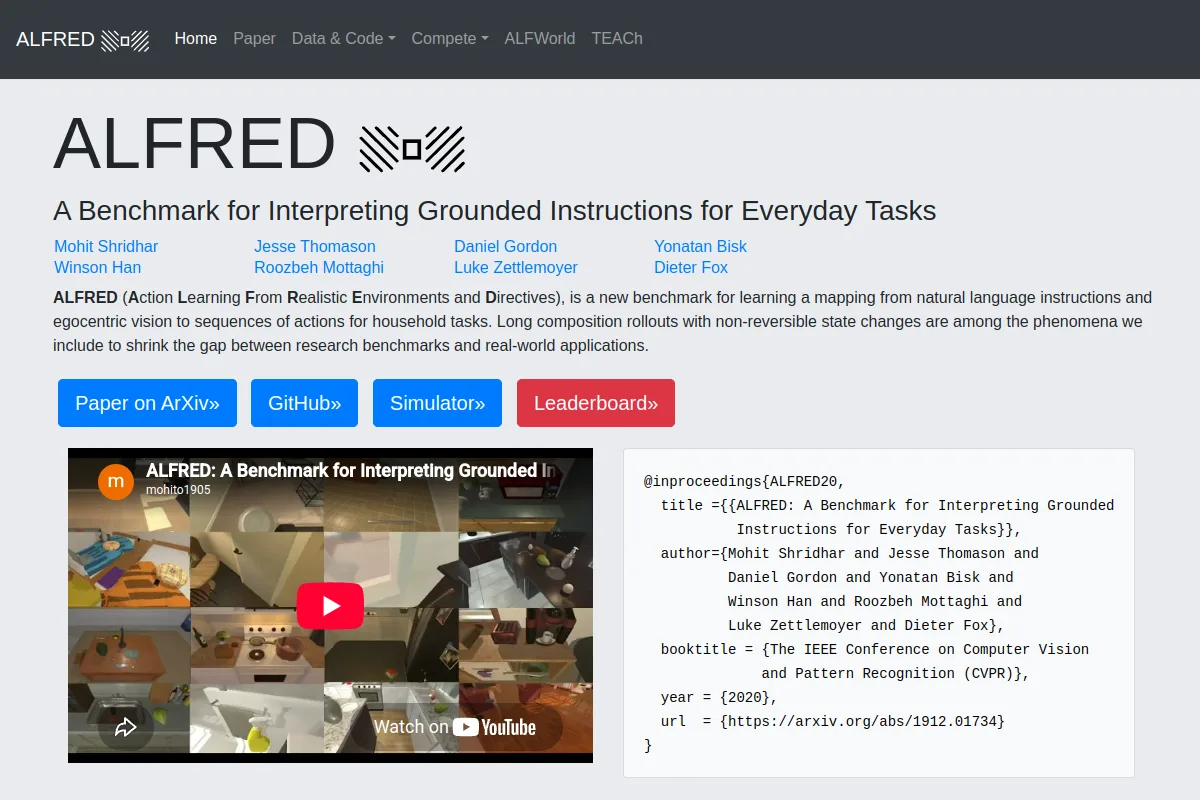 ALFRED website or repository screenshot