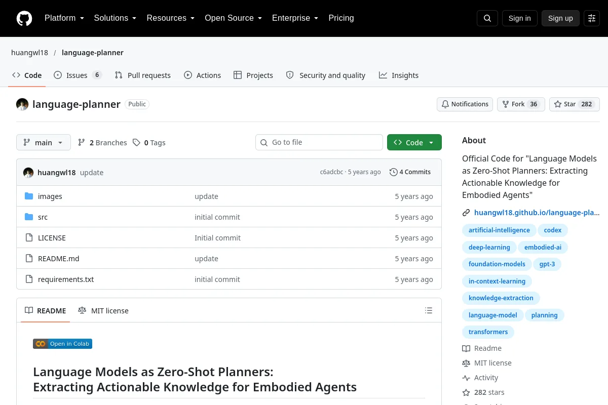 language-planner · huangwl18 website or repository screenshot