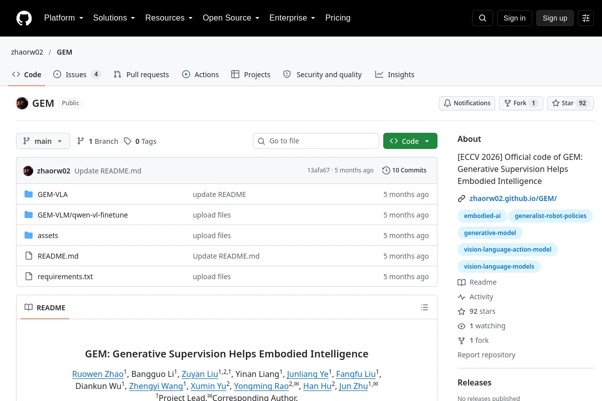 GEM · zhaorw02 website or repository screenshot