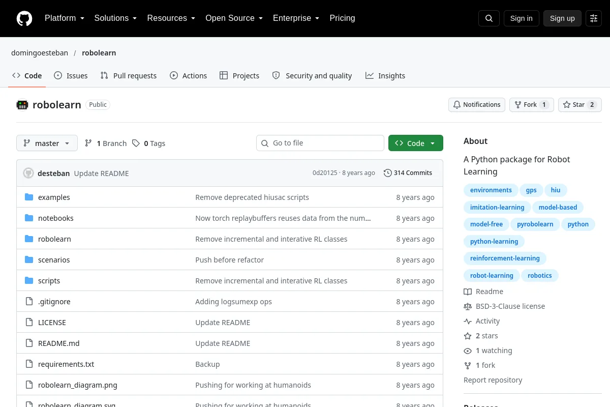 robolearn · domingoesteban website or repository screenshot