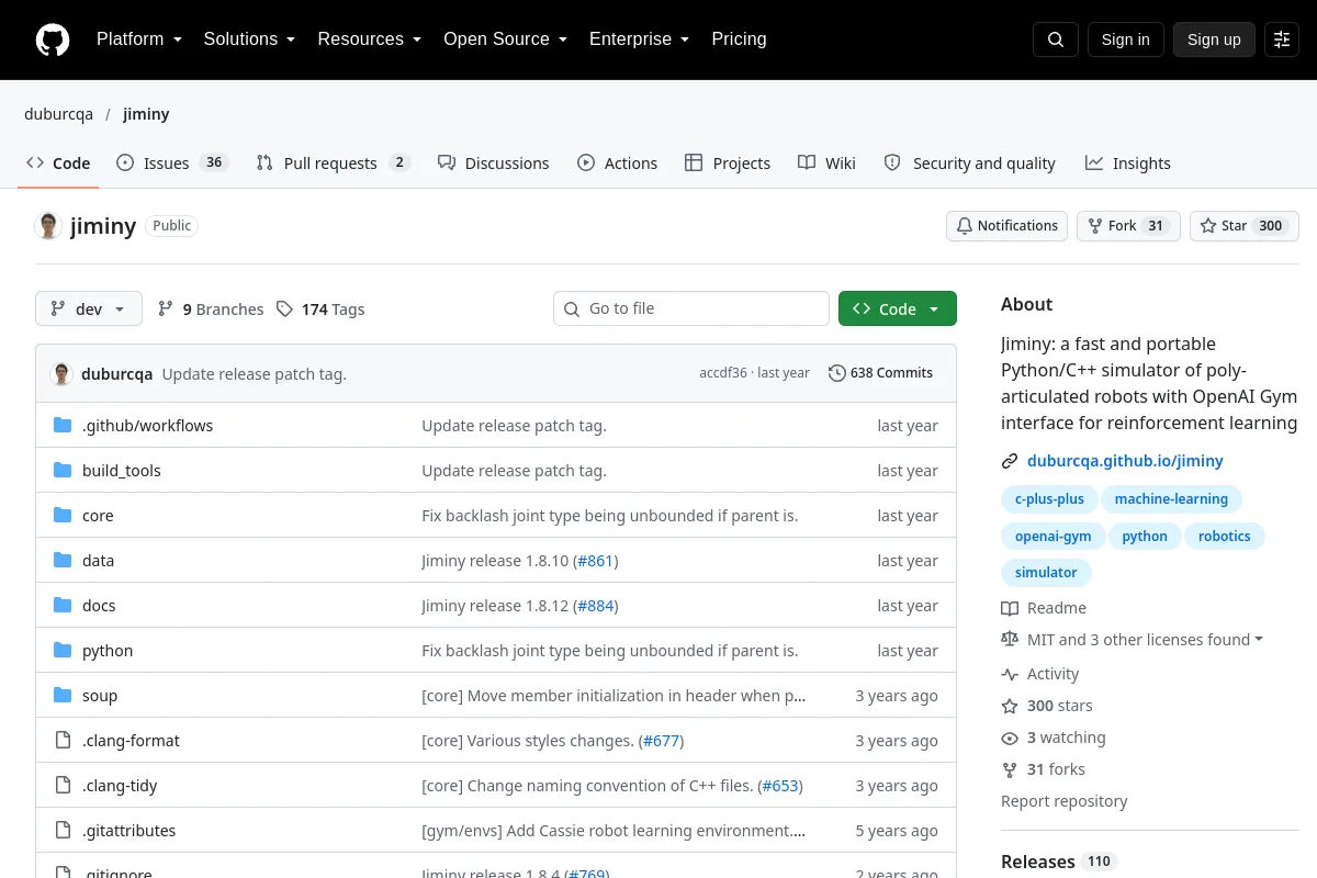 jiminy · duburcqa resource page screenshot