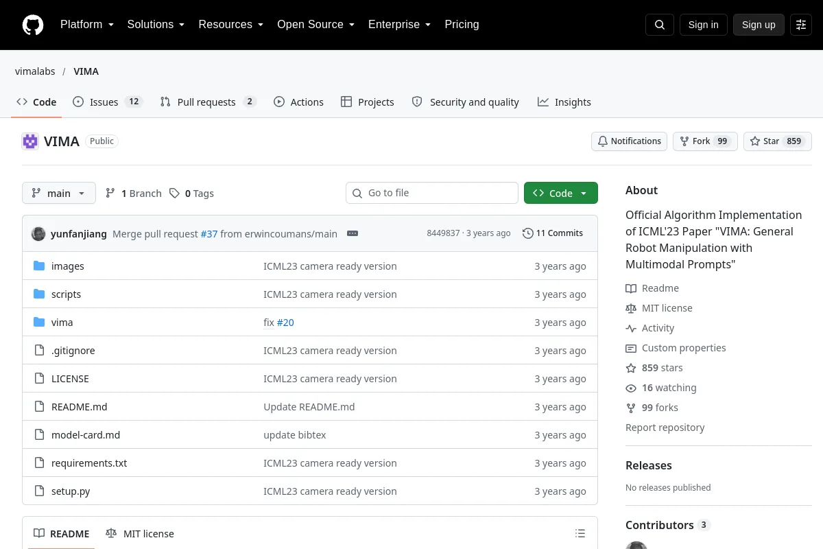 VIMA · vimalabs website or repository screenshot