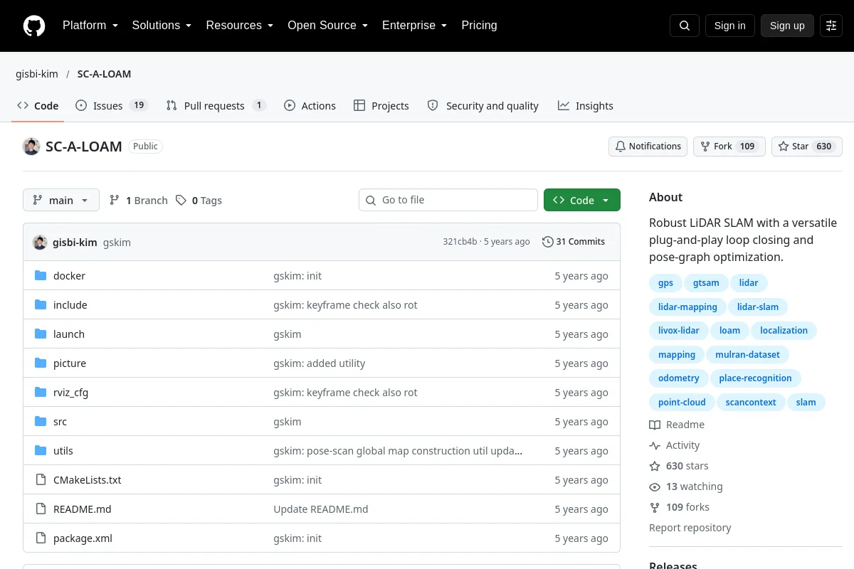SC-A-LOAM · gisbi-kim website or repository screenshot