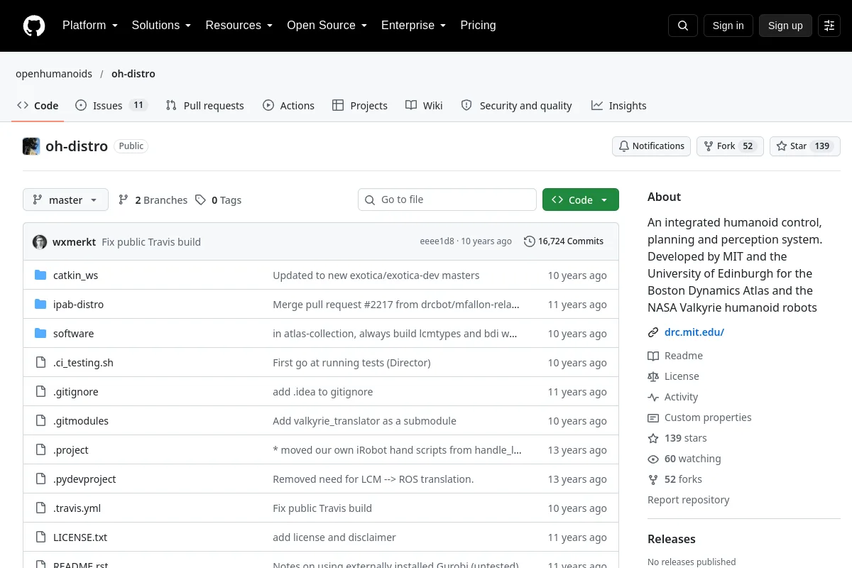 oh-distro · openhumanoids website or repository screenshot