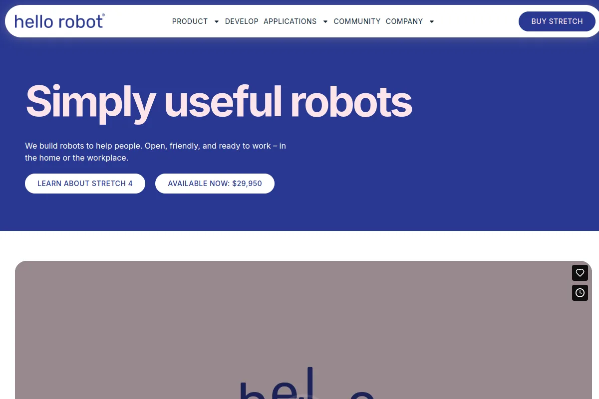 Hello Robot Stretch website or repository screenshot