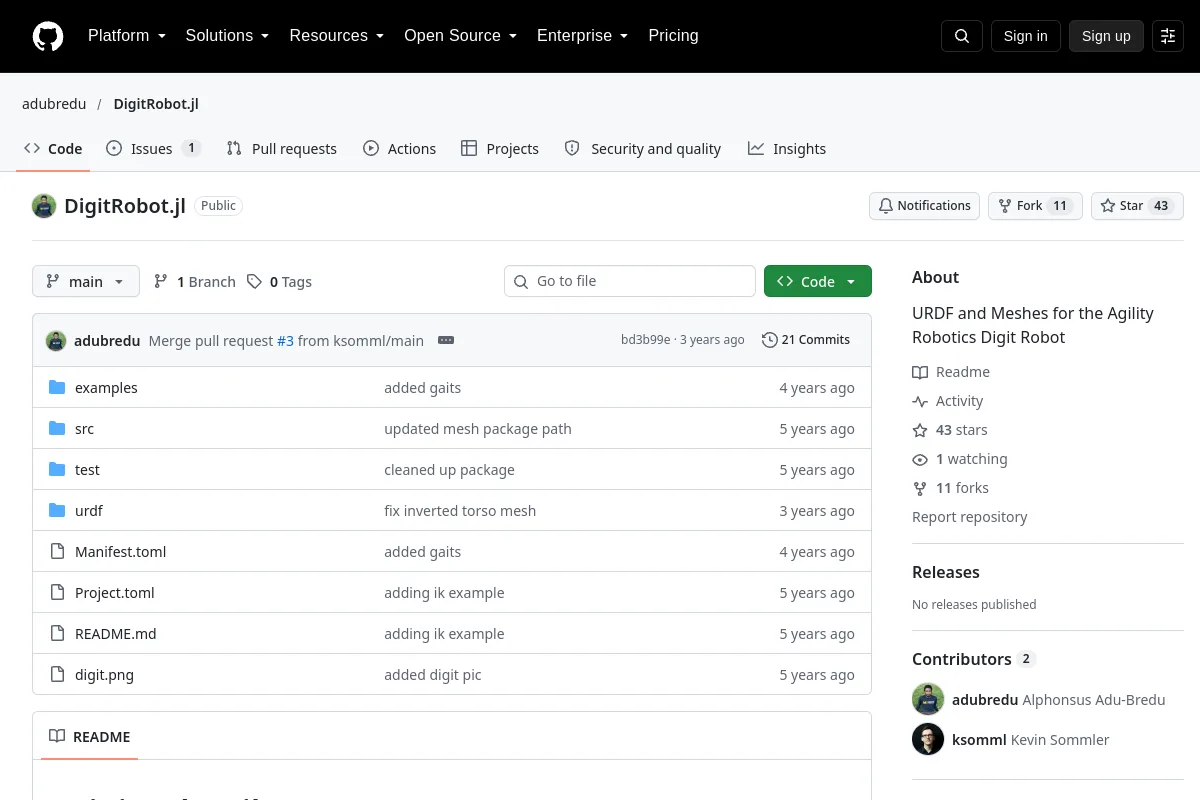 DigitRobot.jl · adubredu website or repository screenshot
