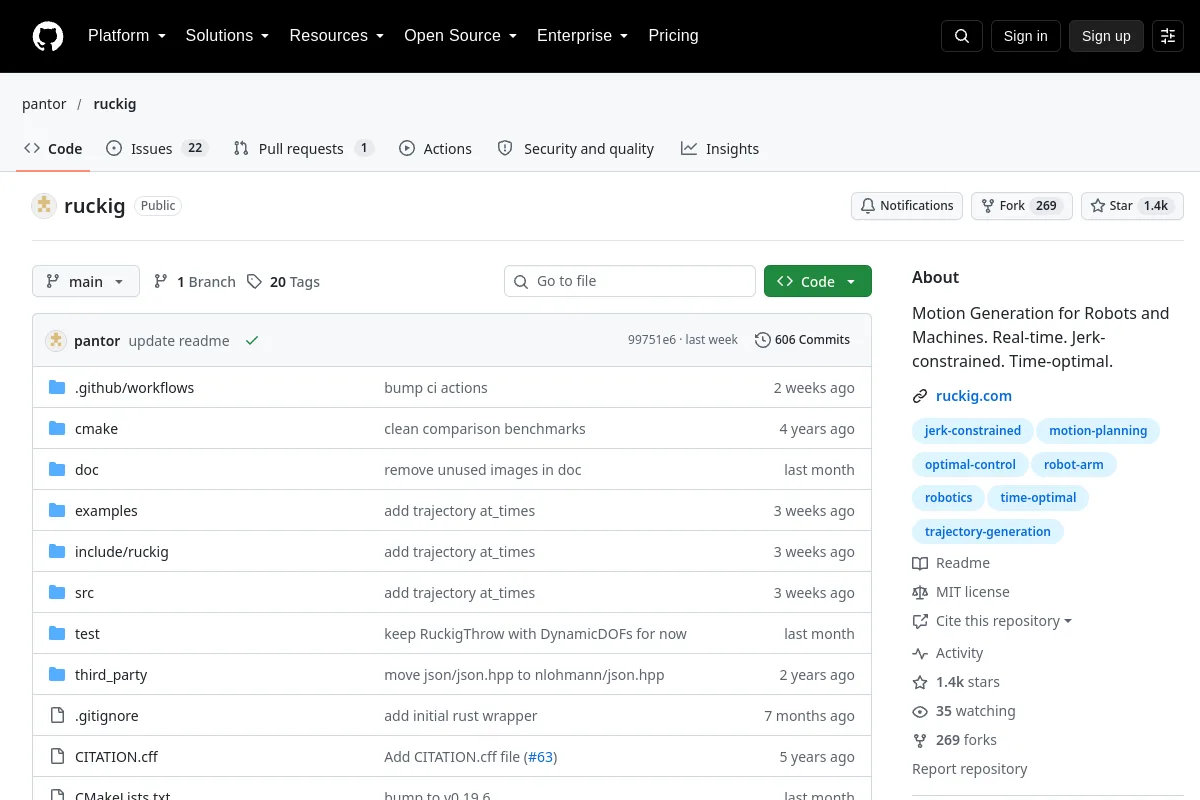 Ruckig website or repository screenshot