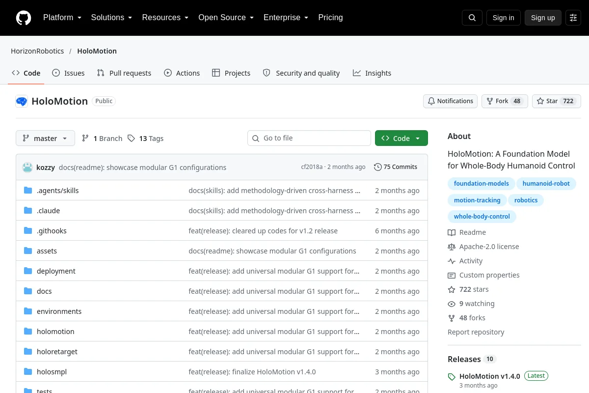 HoloMotion · HorizonRobotics website or repository screenshot