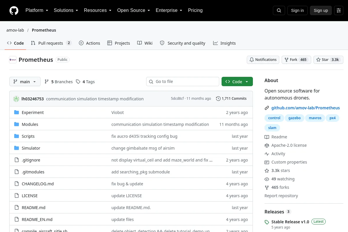 Prometheus · amov-lab resource page screenshot