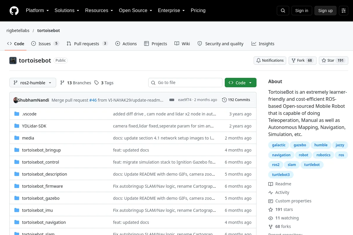tortoisebot · rigbetellabs resource page screenshot