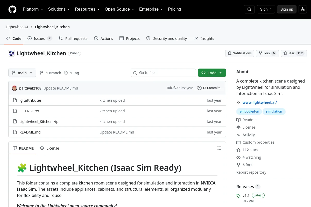 Lightwheel_Kitchen · LightwheelAI website or repository screenshot