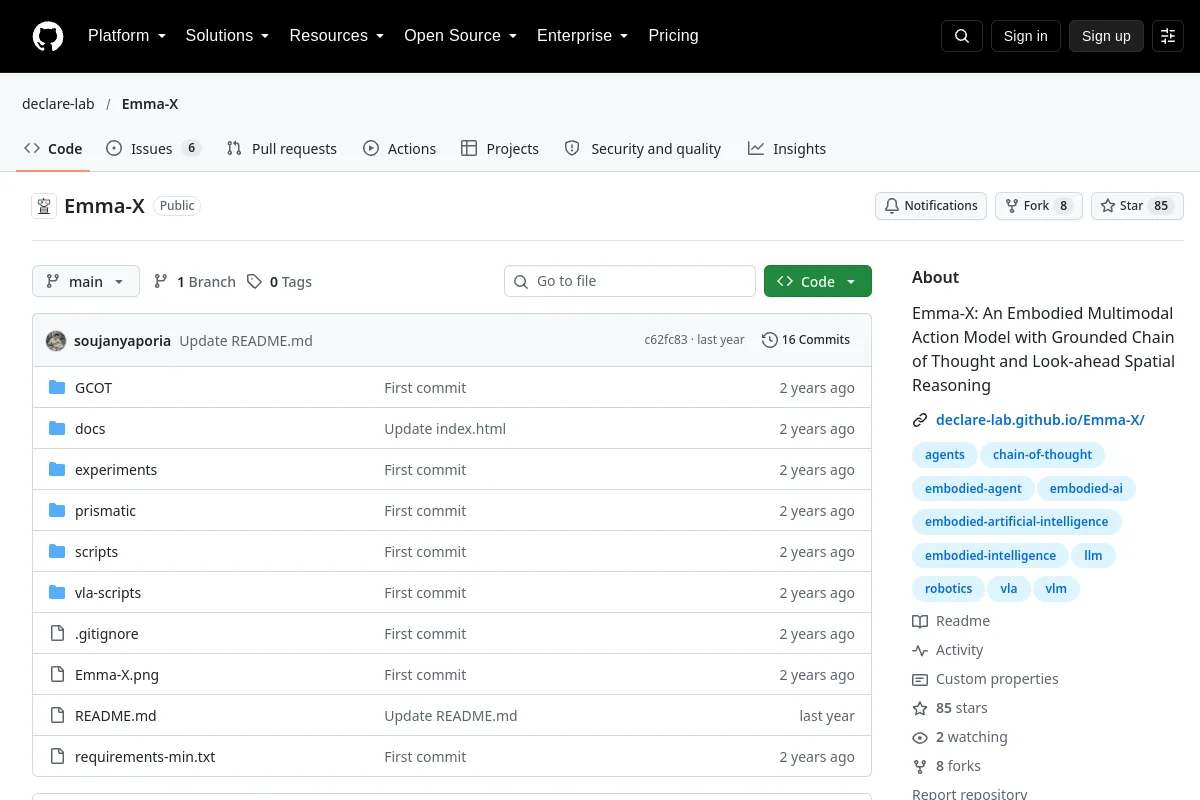 Emma-X · declare-lab website or repository screenshot