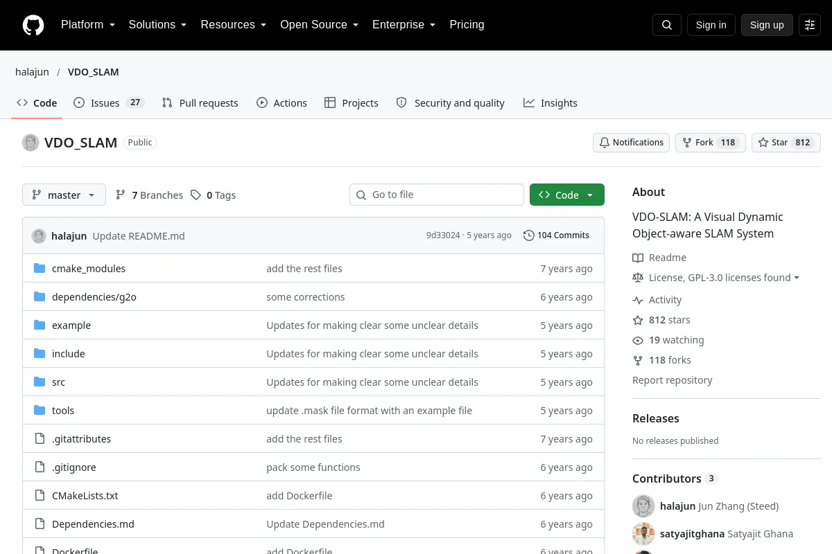 VDO_SLAM · halajun resource page screenshot