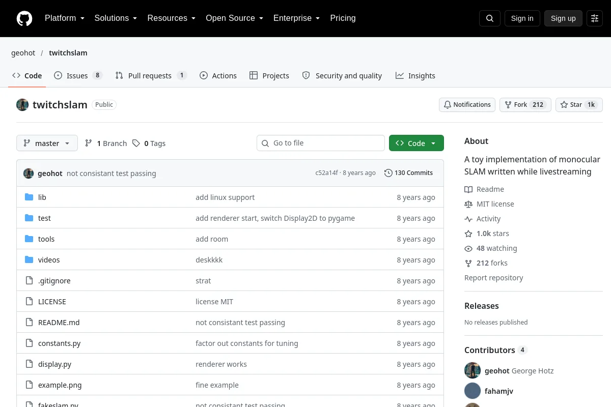 twitchslam · geohot resource page screenshot