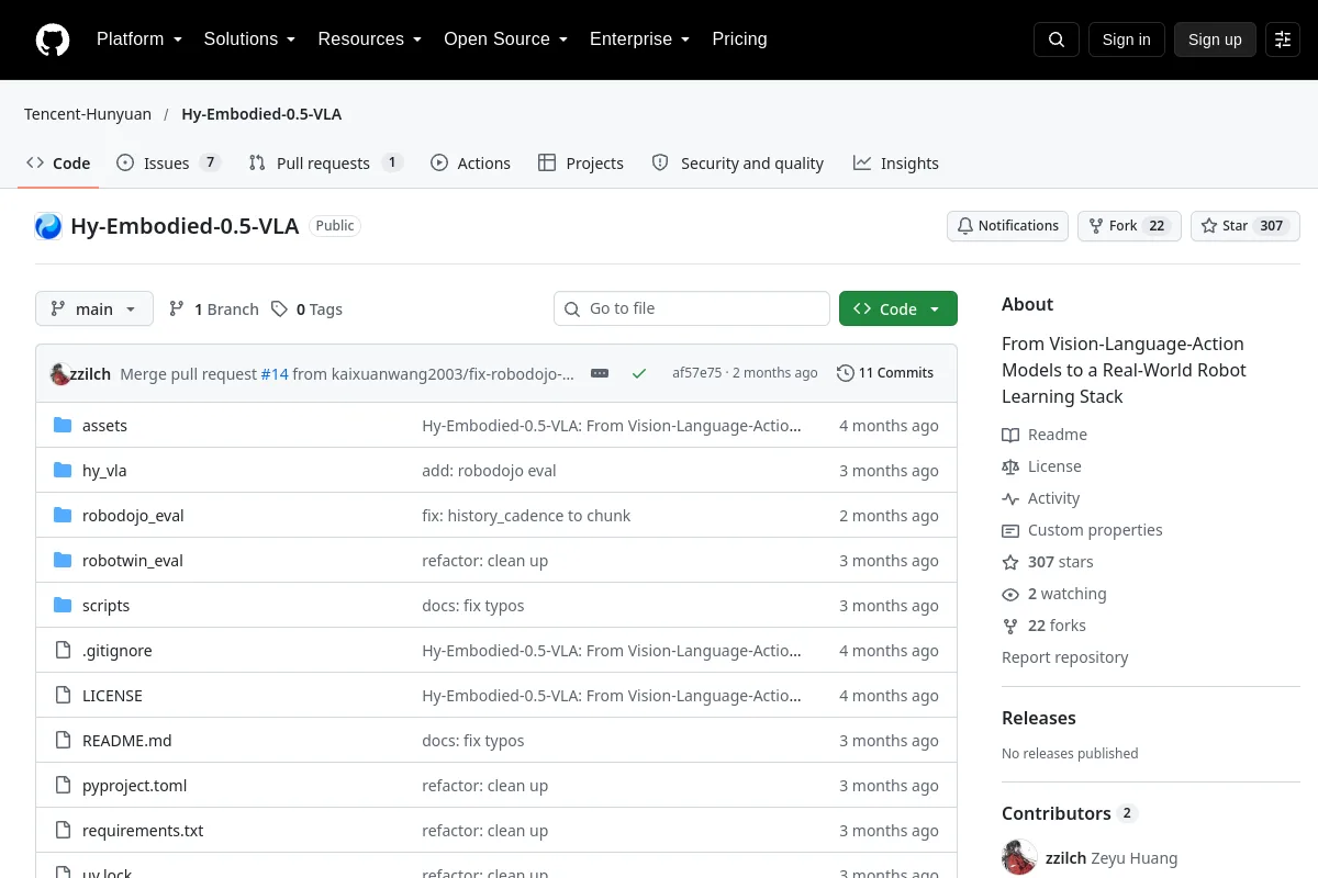 Hy-Embodied-0.5-VLA · Tencent-Hunyuan website or repository screenshot