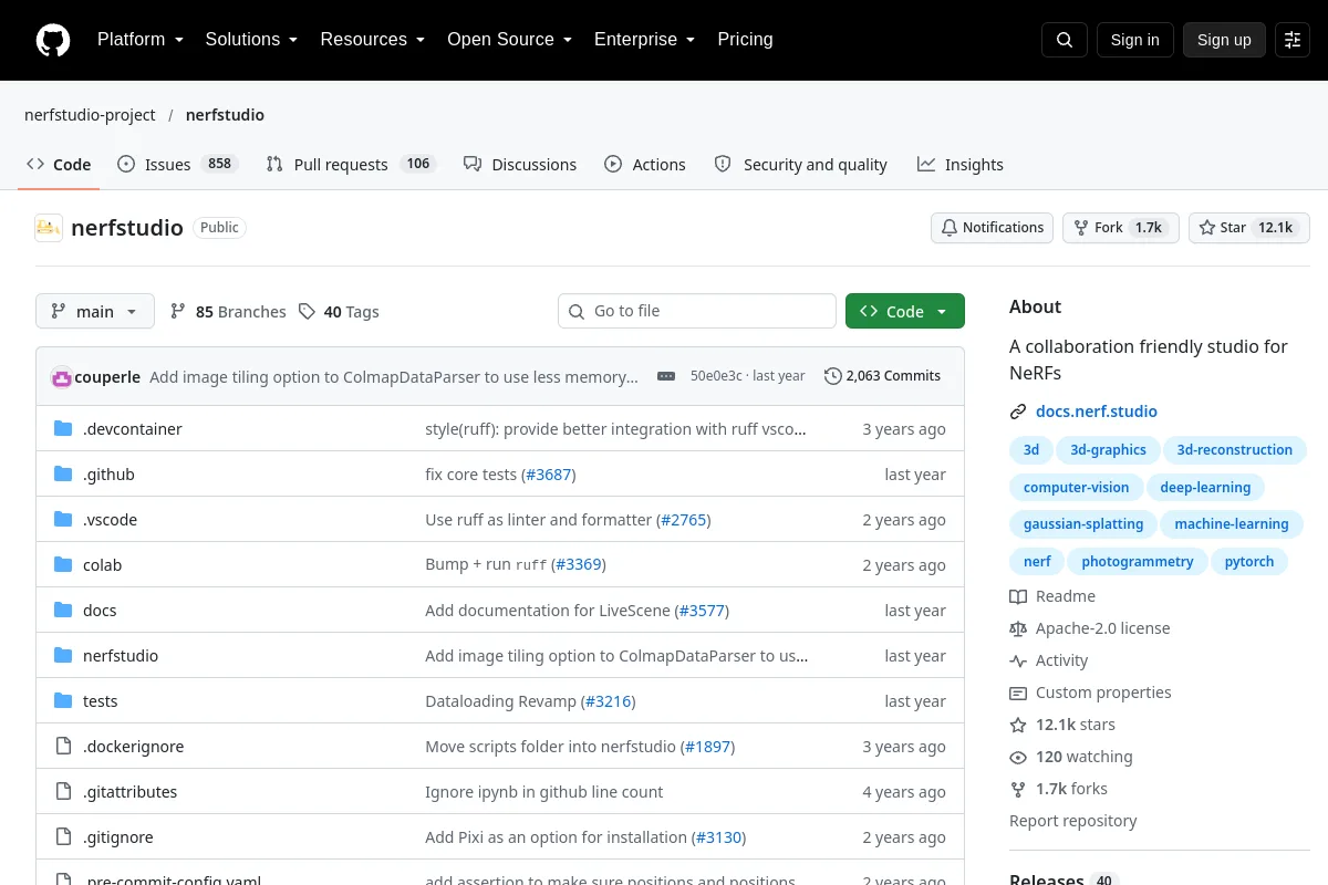 nerfstudio · nerfstudio-project website or repository screenshot